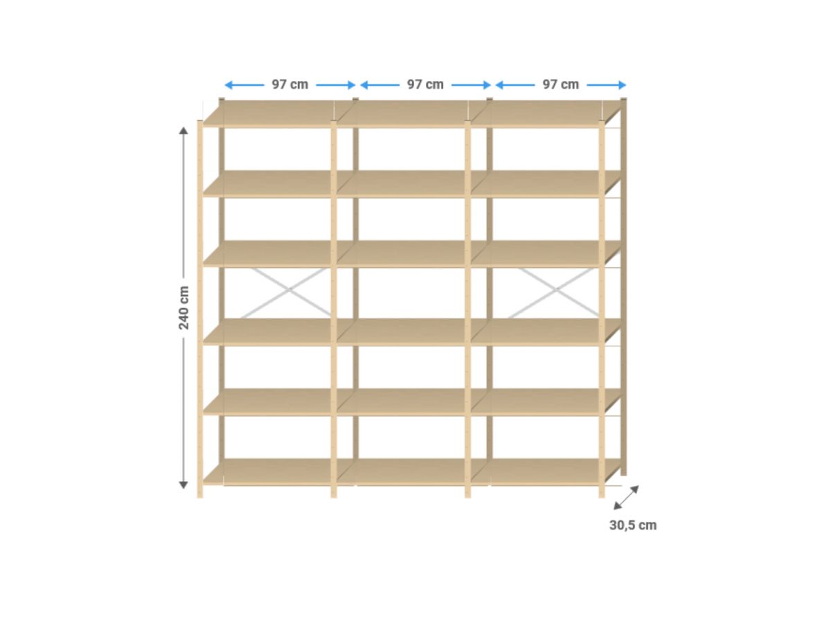Kantoorkast metaal | 250x205x30cm | 14 legborden